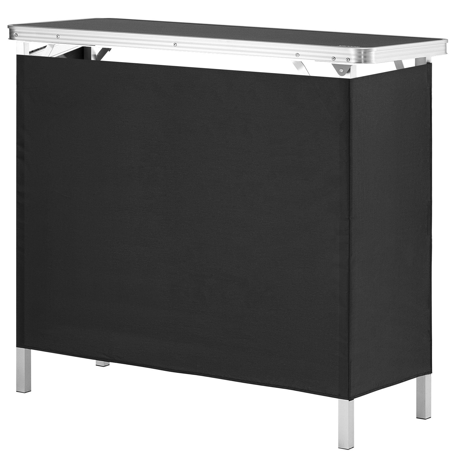 VEVOR Folding Portable Bar Table, Tradeshow Podium Table for Indoor, Outdoor, Party, Picnic, Exhibition, Includes Carrying Case, Storage Shelf and Black Skirt, 38.39" x 15.16" x 34.25“ 10