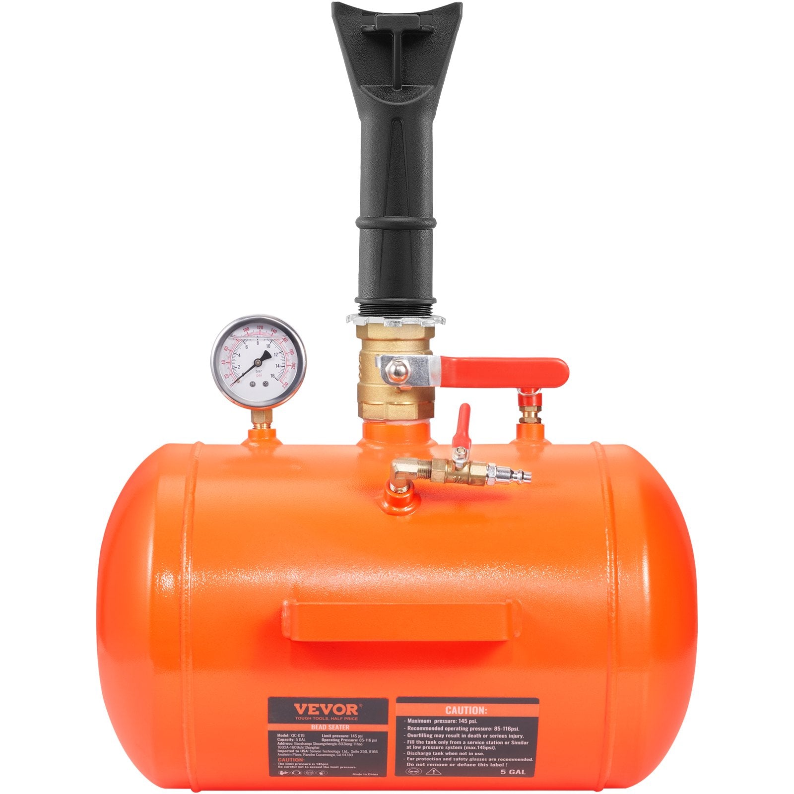 VEVOR Tire Bead Seater, 5 Gal/19L Air Tire Bead Blaster with Pressure Gauge & Handle, 145 PSI Seating Tool Inflator Tank, 85-116 PSI Operating Pressure for Car Truck ATV 11