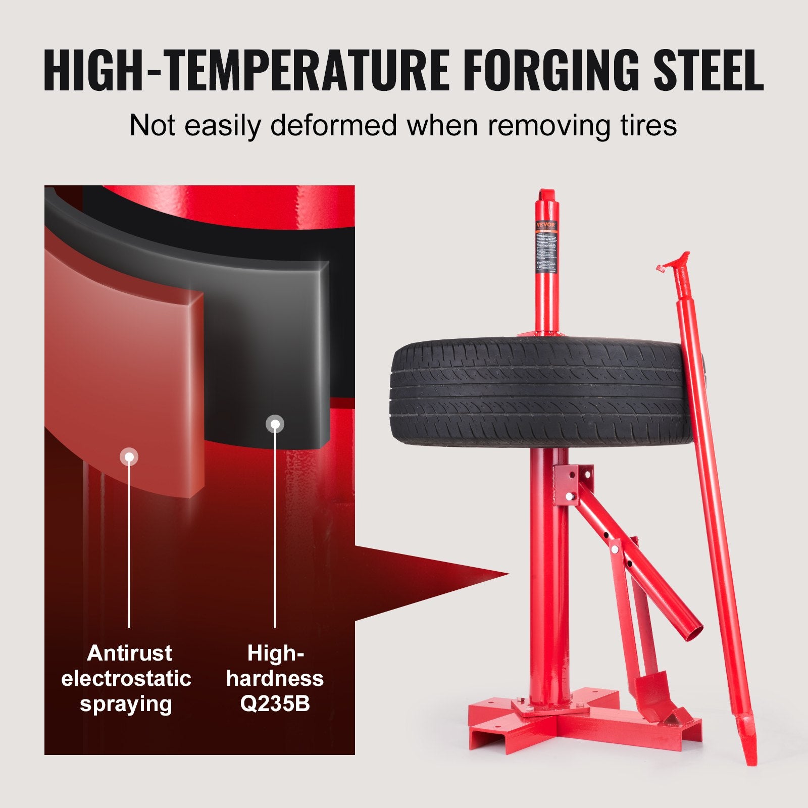 VEVOR Manual Tire Changer, Portable Hand Bead Breaker Mounting Tool for 203 - 406 mm Tires, Compatible with Car Truck Trailer, Tire Mounting Machine for Home Garage Small Auto Shop 5