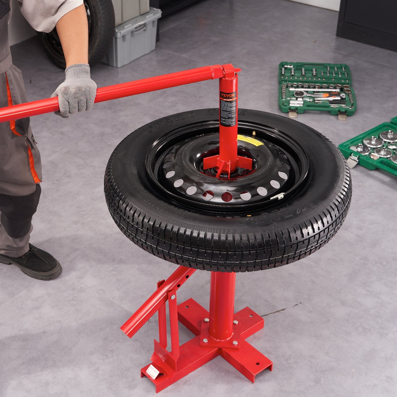 VEVOR Manual Tire Changer, Portable Hand Bead Breaker Mounting Tool for 203 - 406 mm Tires, Compatible with Car Truck Trailer, Tire Mounting Machine for Home Garage Small Auto Shop 8