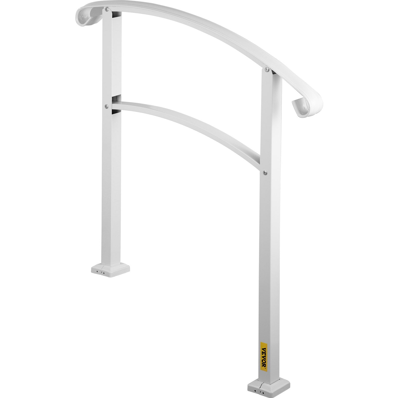VEVOR 3-Step Handrails for Outdoor Steps Fits 1 or 3 Steps Matte White Stair Rail Wrought Iron Handrail with Installation Kit Hand Rails for Outdoor Step 9