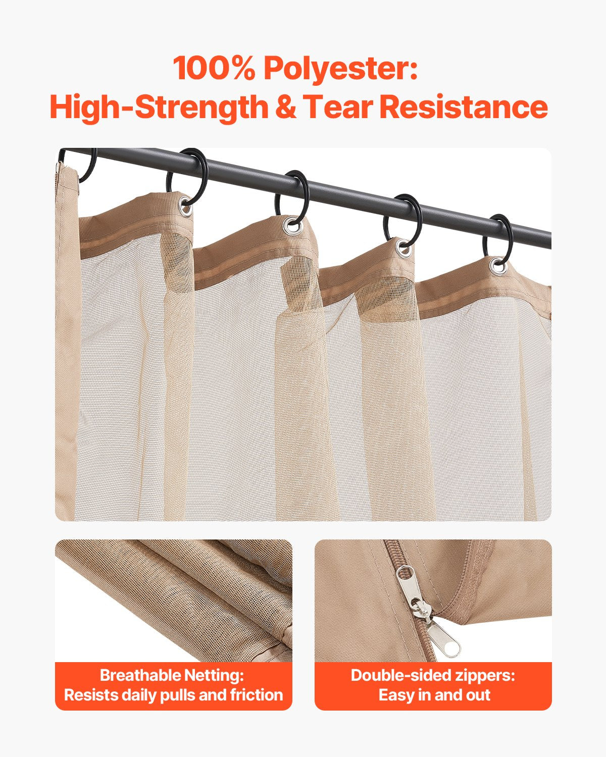 VEVOR Gazebo Netting Replacement, Fit Most 10 x 12 x 7.3 FT Gazebo 4