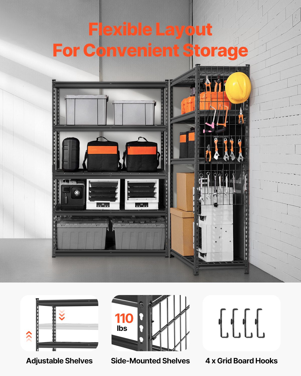 VEVOR Storage Shelves 5 Tier Adjustable Heavy Duty Garage Shelving Unit 1134 kg 3