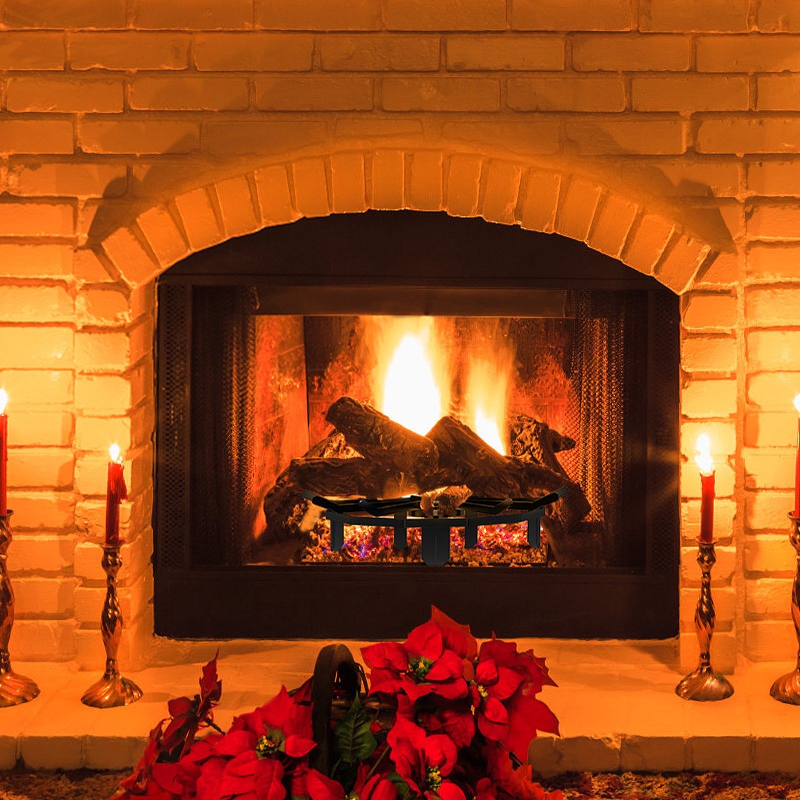 VEVOR Log Grate, 27 inch Heavy Duty Wheel Fire Grate with 6 Support Legs, Solid Powder-coated Steel Bars, Log Firewood Burning Rack Holder for Wood Stove and Outdoor Camping Fire Pit 8