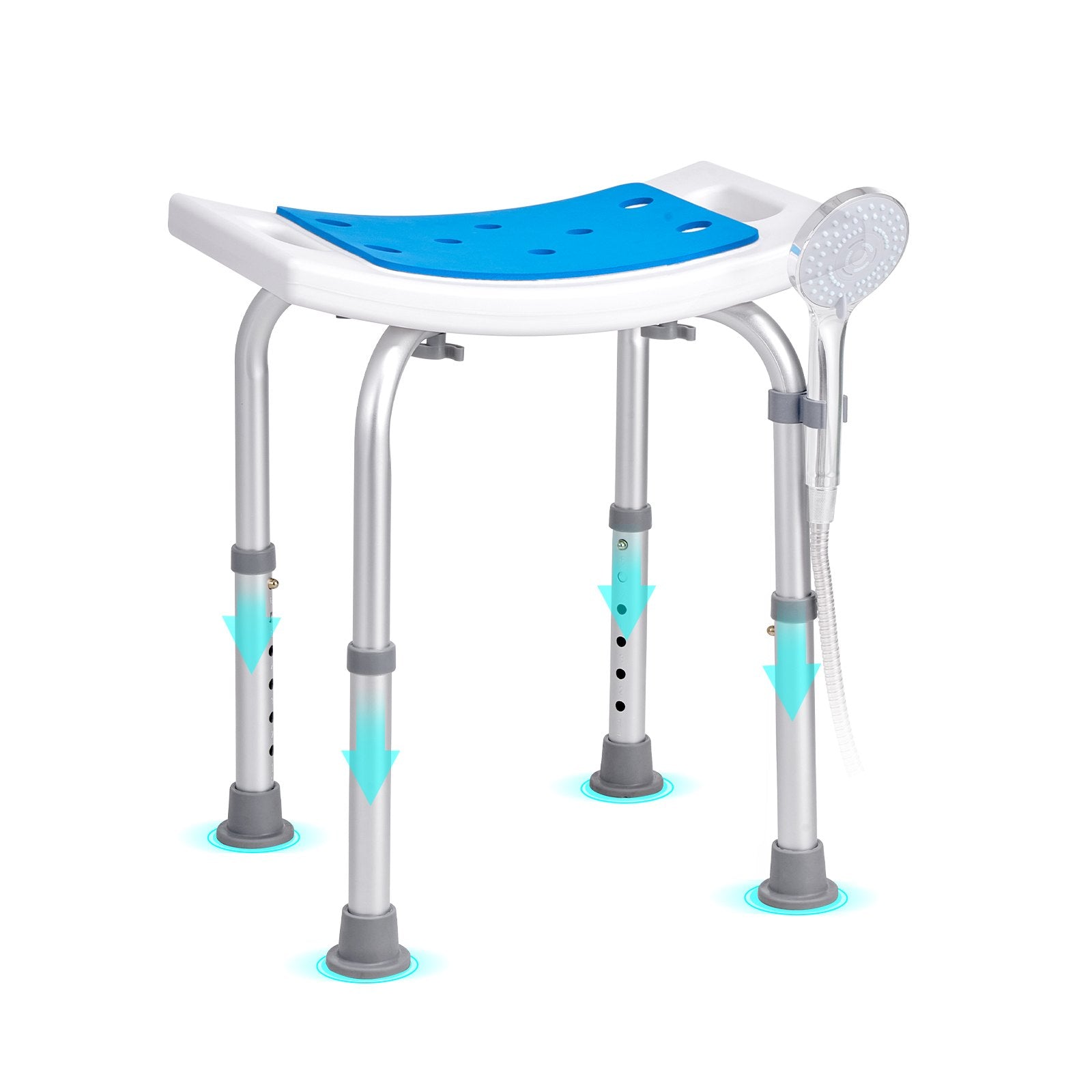 VEVOR Shower Chair, Adjustable Height Shower Stool, Shower Seat for Inside Shower or Tub, Non-Slip Bench Bathtub Stool Seat for Elderly Disabled Handicap, 158.8 kg Capacity 9
