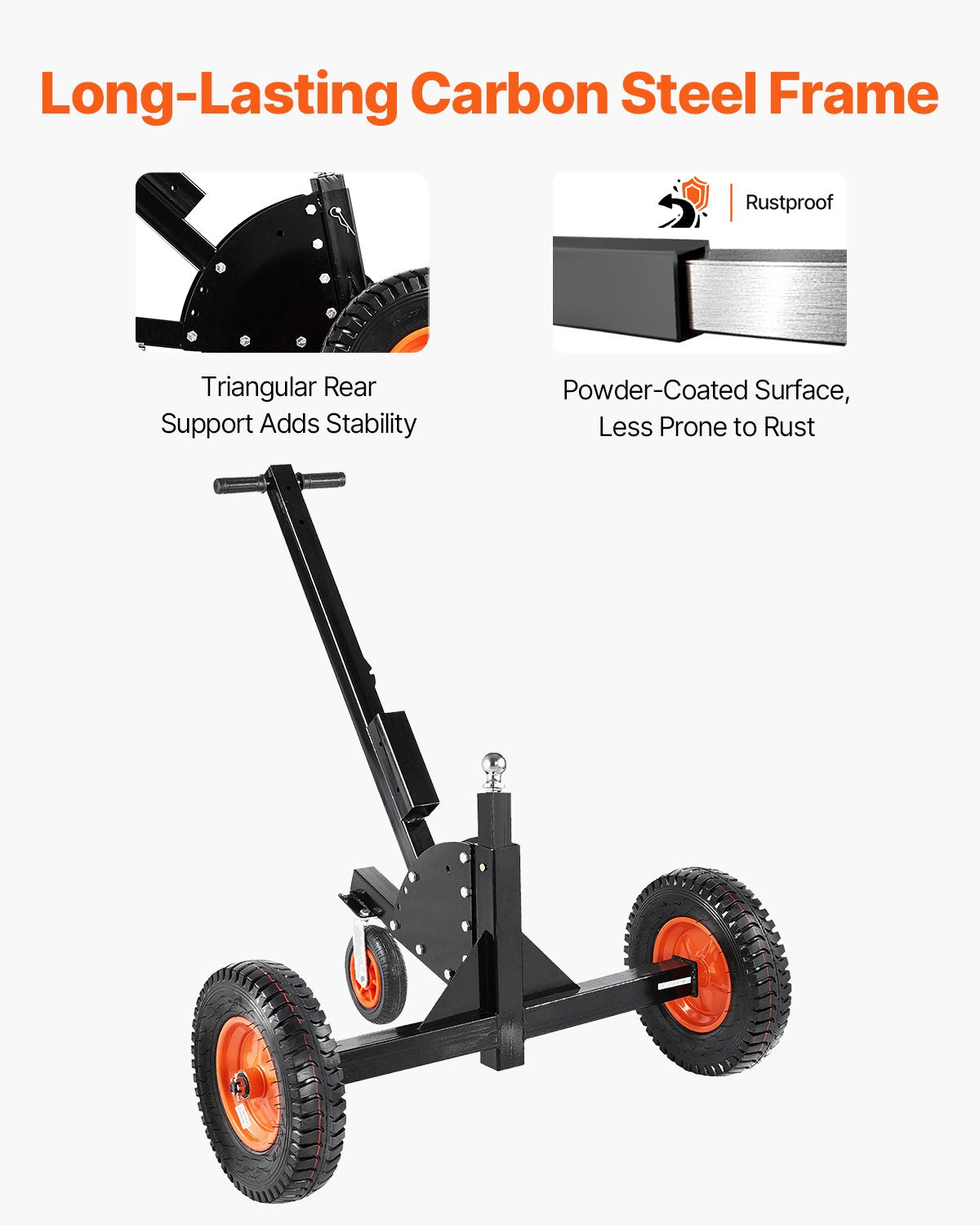 VEVOR Trailer Dolly, 1500lbs Tongue Weight Capacity, 2 in 1 Trailer Mover with 2 in Ball, 16 in Pneumatic Tires and Universal Wheel, Portable Tow Dolly for Moving Car RV Trailer 5