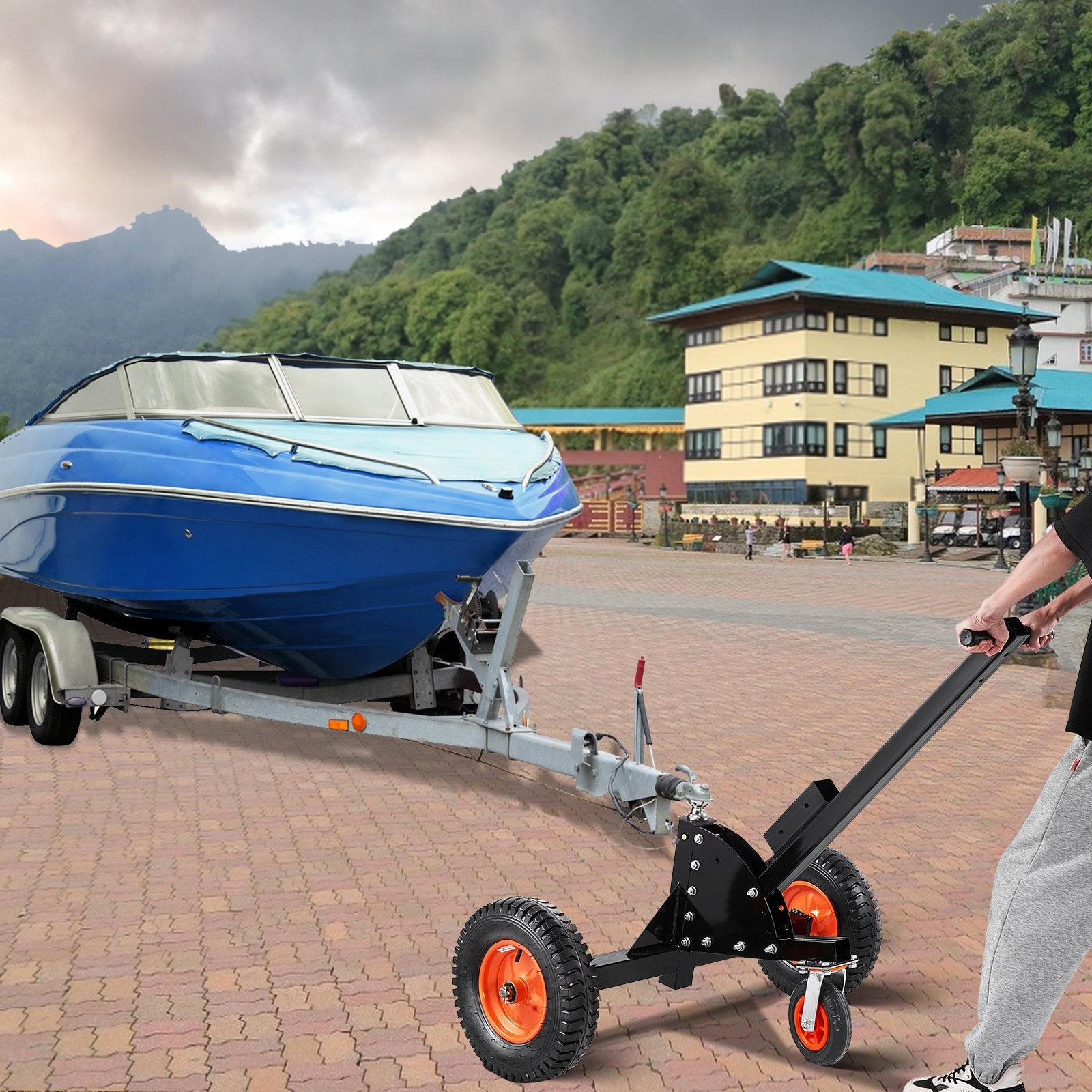 VEVOR Trailer Dolly, 1500lbs Tongue Weight Capacity, 2 in 1 Trailer Mover with 2 in Ball, 16 in Pneumatic Tires and Universal Wheel, Portable Tow Dolly for Moving Car RV Trailer 8