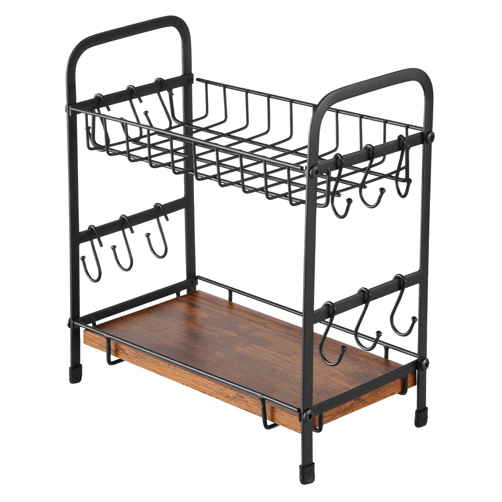 VEVOR 2 Tier Coffee Bar Organizer for Countertop w/ 12 Movable Hooks Mug Holder 11