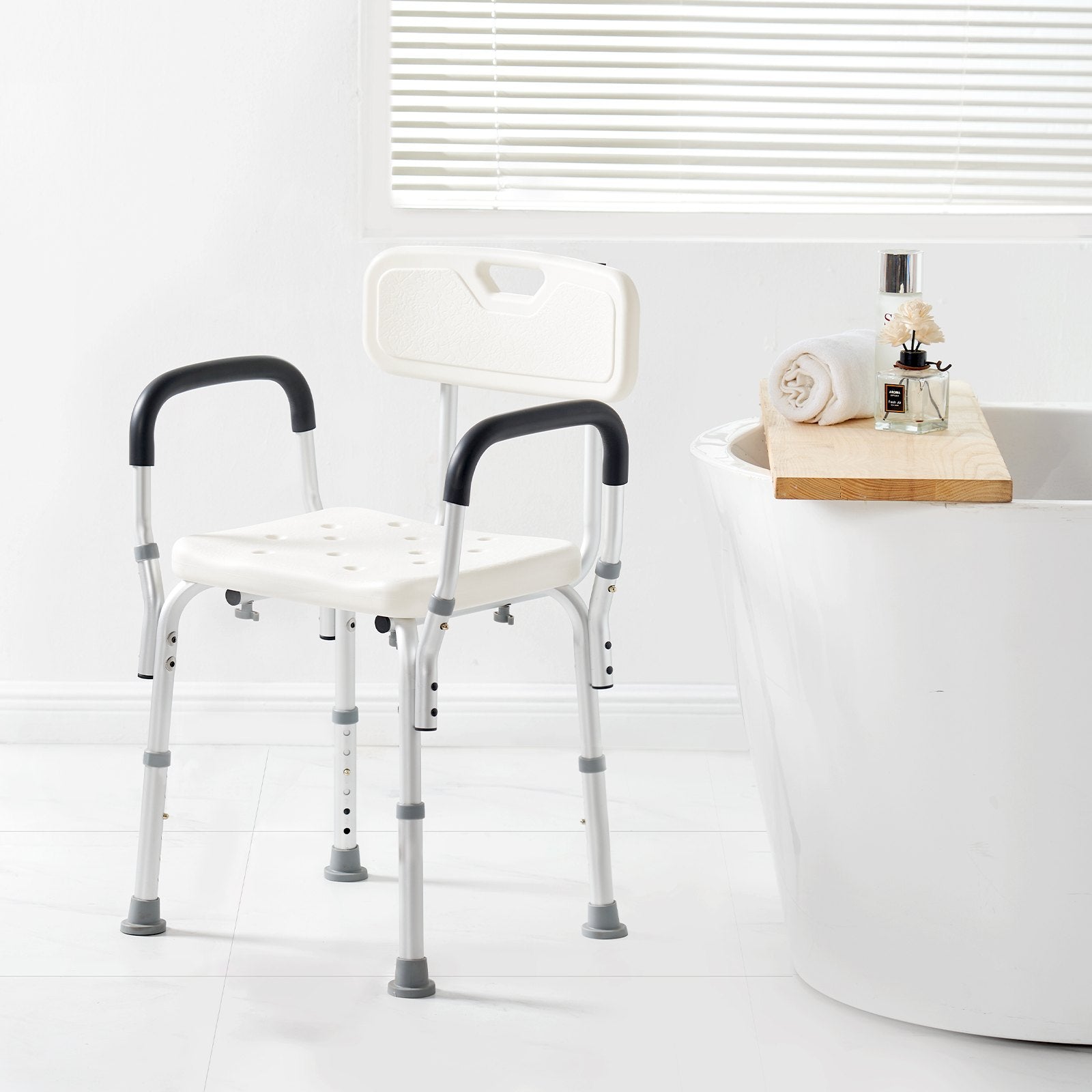 VEVOR Shower Chair, Shower Seat with Back, Adjustable Height Shower Stool, Shower Chair for Inside Shower Bathtub, Non-slip Bathroom Bench Bath Chair for Elderly Disabled Handicap, 158.8 kg Capacity 8