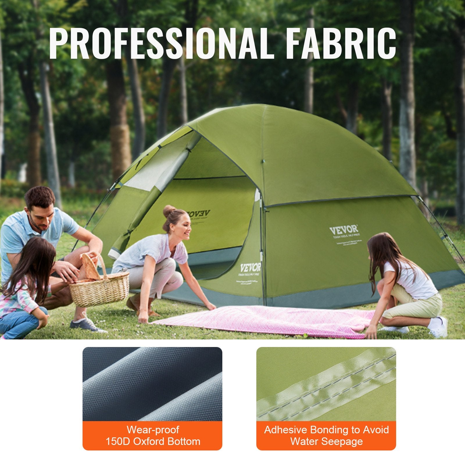 VEVOR Camping Tent, 7 x 7 x 4 ft Fit for 6 Person, Waterproof Lightweight Backpacking Tent, Easy Setup, with Door and Window, for Outdoor Family Camping, Hiking, Hunting, Mountaineering Travel 3