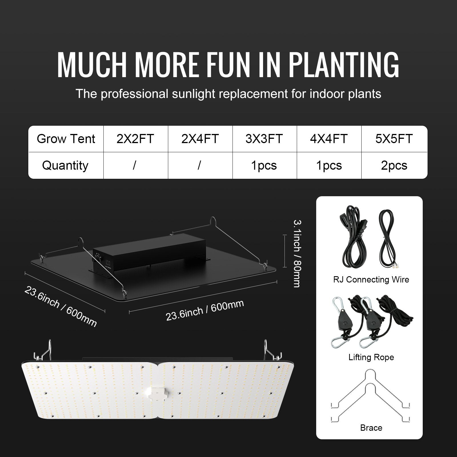 VEVOR LED Grow Light, 400W Full Spectrum Dimmable, High Yield Samsung 2B1B Diodes Growing Lamp for Indoor Plants Seedling Veg and Bloom Greenhouse Growing, Daisy Chain Driver for 4x4/5x5 ft Grow Tent 7