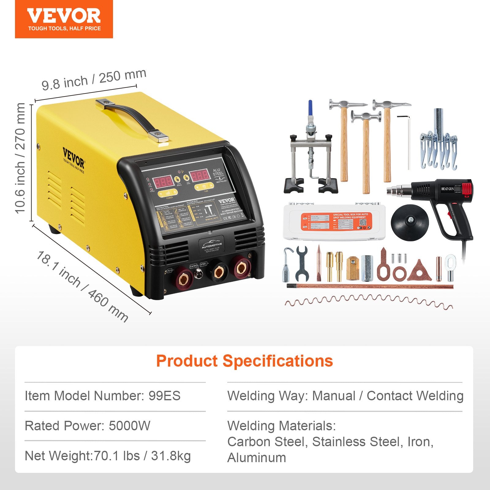 VEVOR Dual Pro Stud Welder Professional 5KW Welder for Steel & Aluminum Panels 7