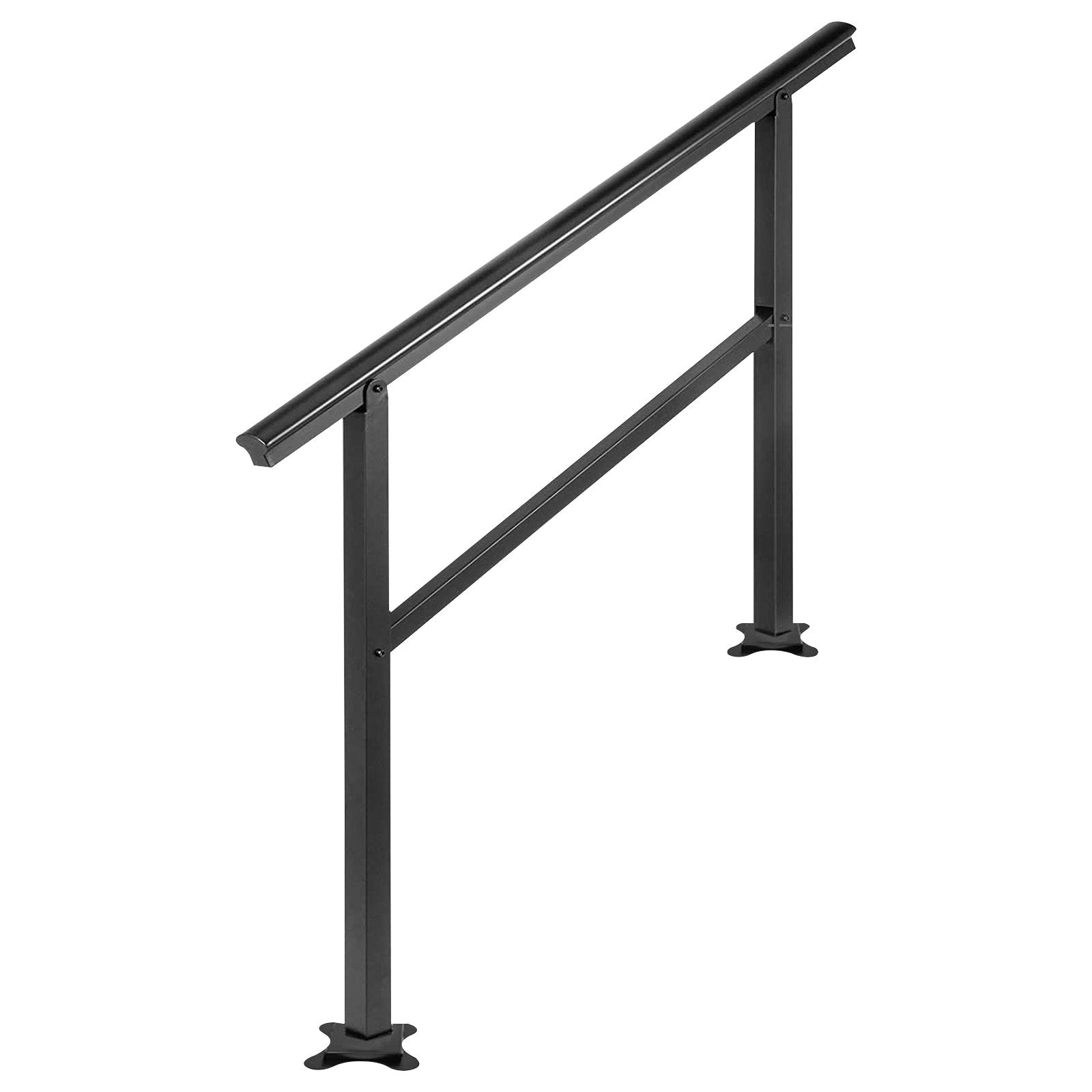 VEVOR Handrail Outdoor Stairs 47.6 X 35.2 Inch Outdoor Handrail Outdoor Stair Railing Adjustable from 0 to 30 Degrees Handrail for Stairs Outdoor Aluminum Black Stair Railing Fit 3-4 Steps 10
