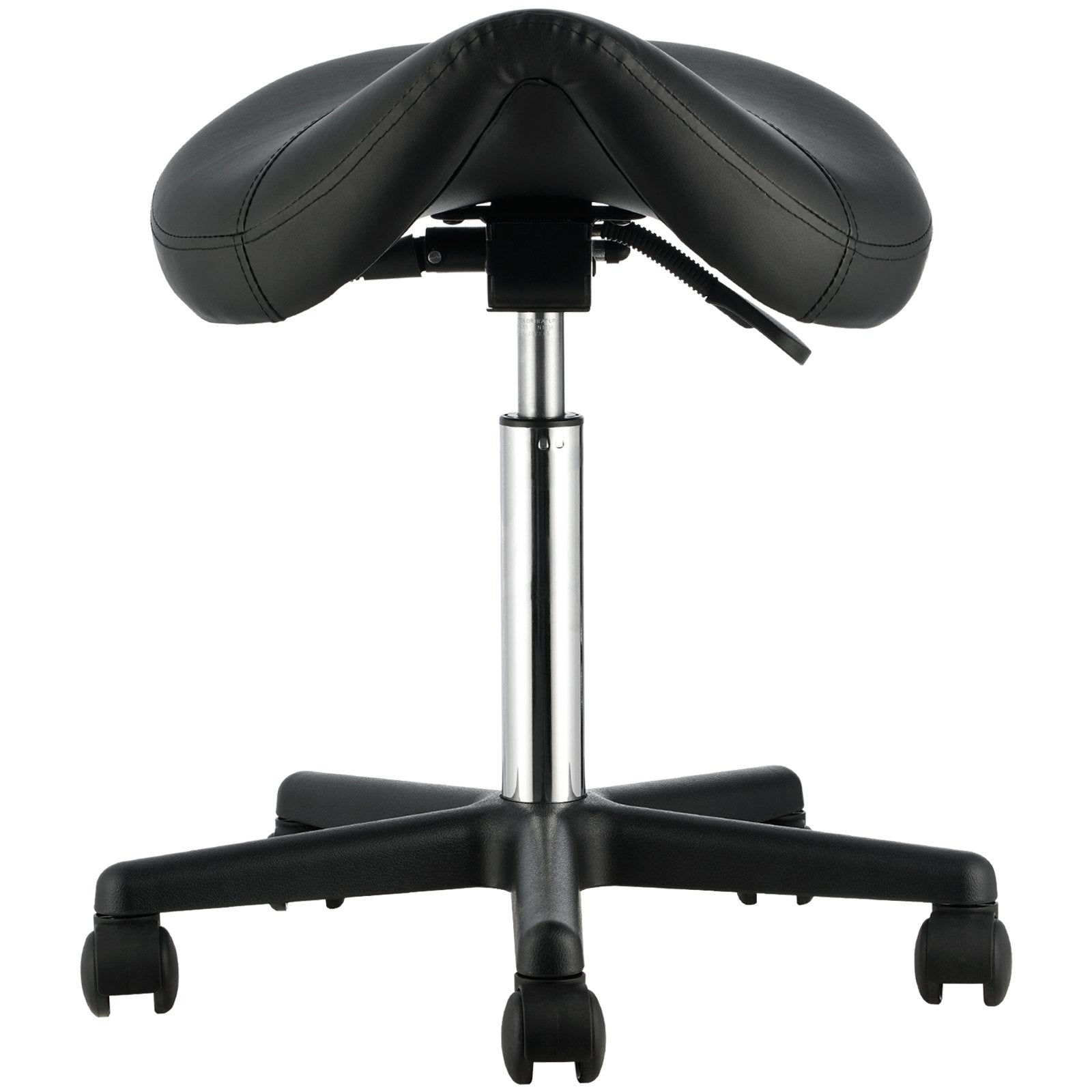 VEVOR Saddle Stool with Wheels, 400 LBS Weight Capacity Ergonomic Rolling Saddle Stool, Height Adjustable Thickened PU Leather Swivel Saddle Stools Chair for Salon, Spa, Tattoo, Clinic, Black 9