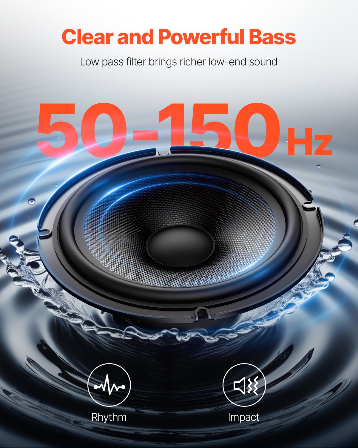 VEVOR 8" 300W Under Seat Car Subwoofer Slim Powered Car/Truck Subwoofer System 4