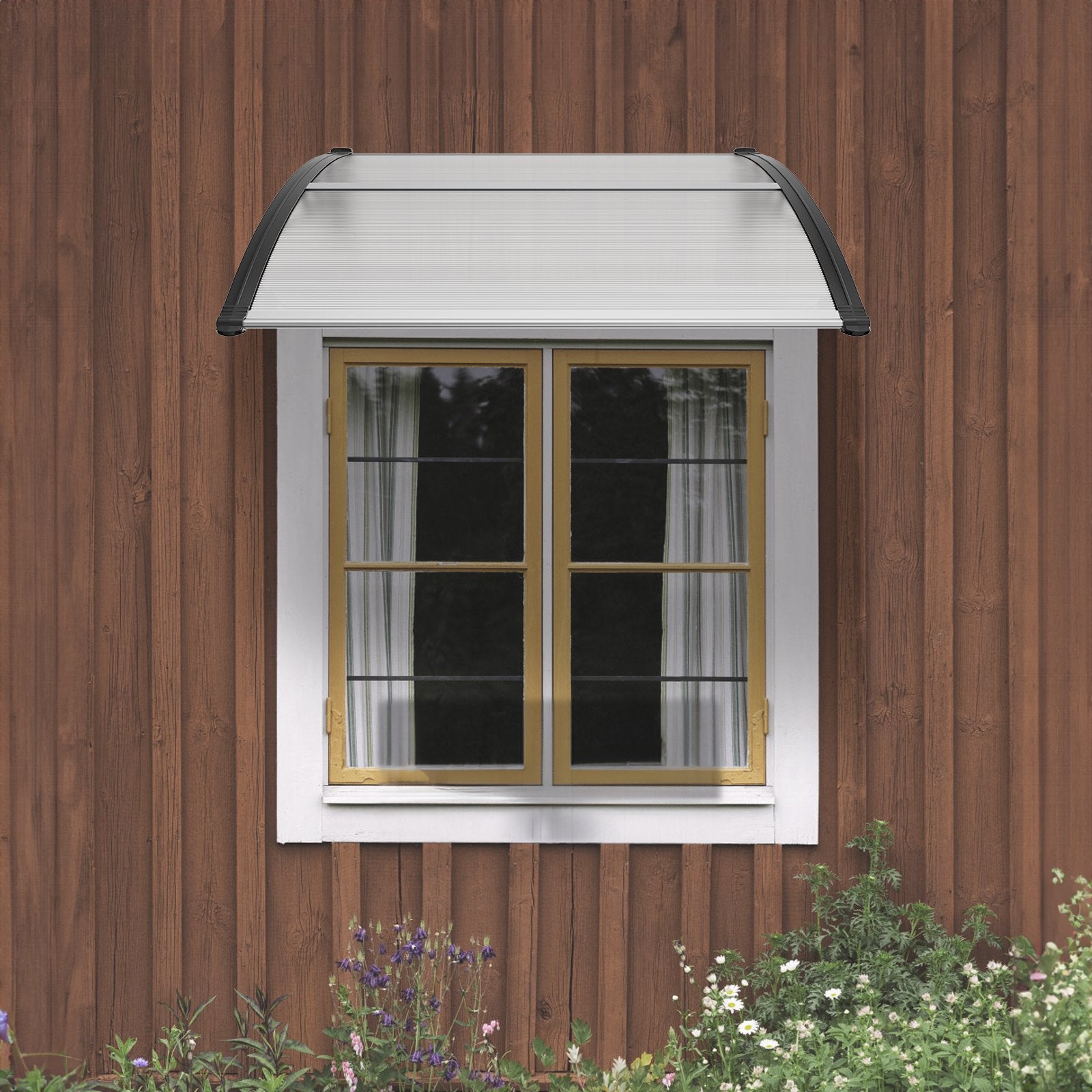 VEVOR Window Door Awning Canopy 40" x 40", UPF 50+ Polycarbonate Entry Door Outdoor Window Awning Exterior, Front Door Overhang Awning for Sun Shutter, UV, Rain, Snow Protection, Hollow Sheet 8