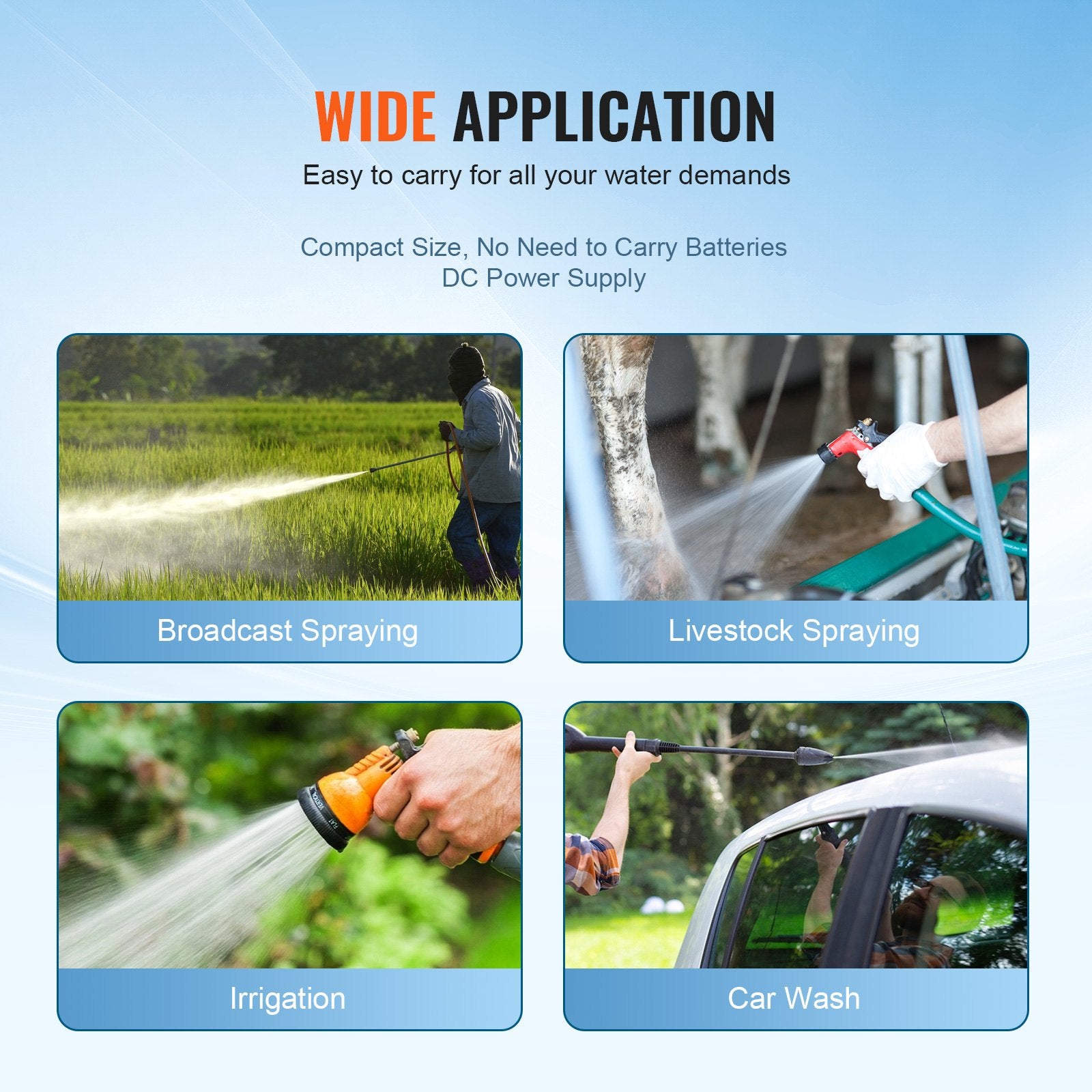 VEVOR Water Diaphragm Pump, 20.8 LPM Flow, 4.8 bar Rated Pressure (2.8-6.9 bar Adjustable), 12.7 mm MNPT Self Priming Sprayer Pump with Pressure Switch for RV Camper Marine Boat Lawn, FCC Certified 6