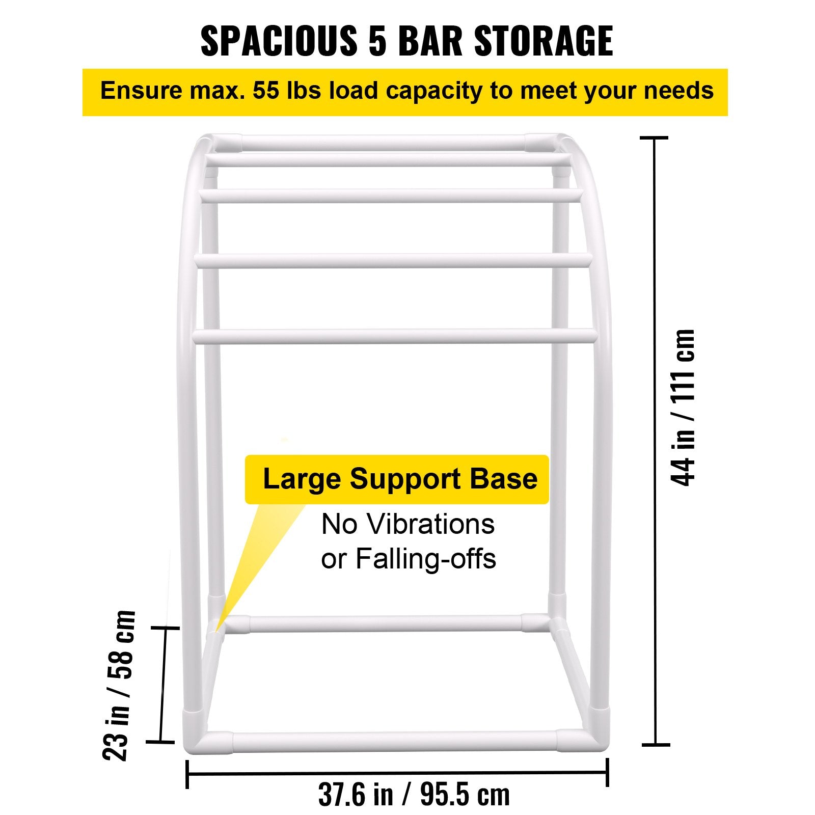 VEVOR Pool Towel Rack, 5 Bar, Milky, Freestanding Outdoor PVC Curved Poolside Storage Organizer, Include 8 Towel Clips, Mesh Bag, Hook, Also Stores Floats and Paddles, for Beach, Swimming Pool, Home 3