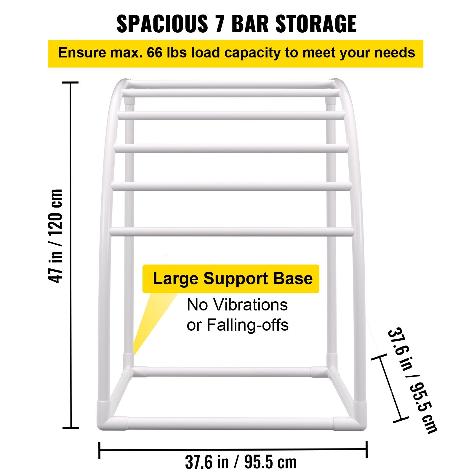 VEVOR Outdoor Towel Rack Pool Towel Rack 7 Bar Curved White Freestanding Patio 3