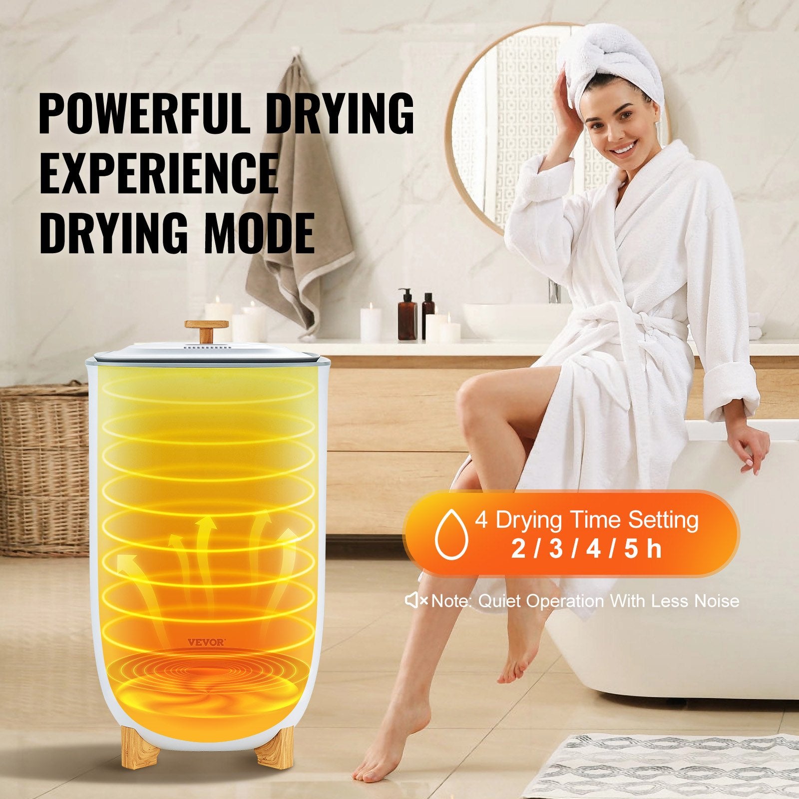 VEVOR 35L Large Towel Warmer Bucket with LED Screen Drying Fuction & Timer White 4