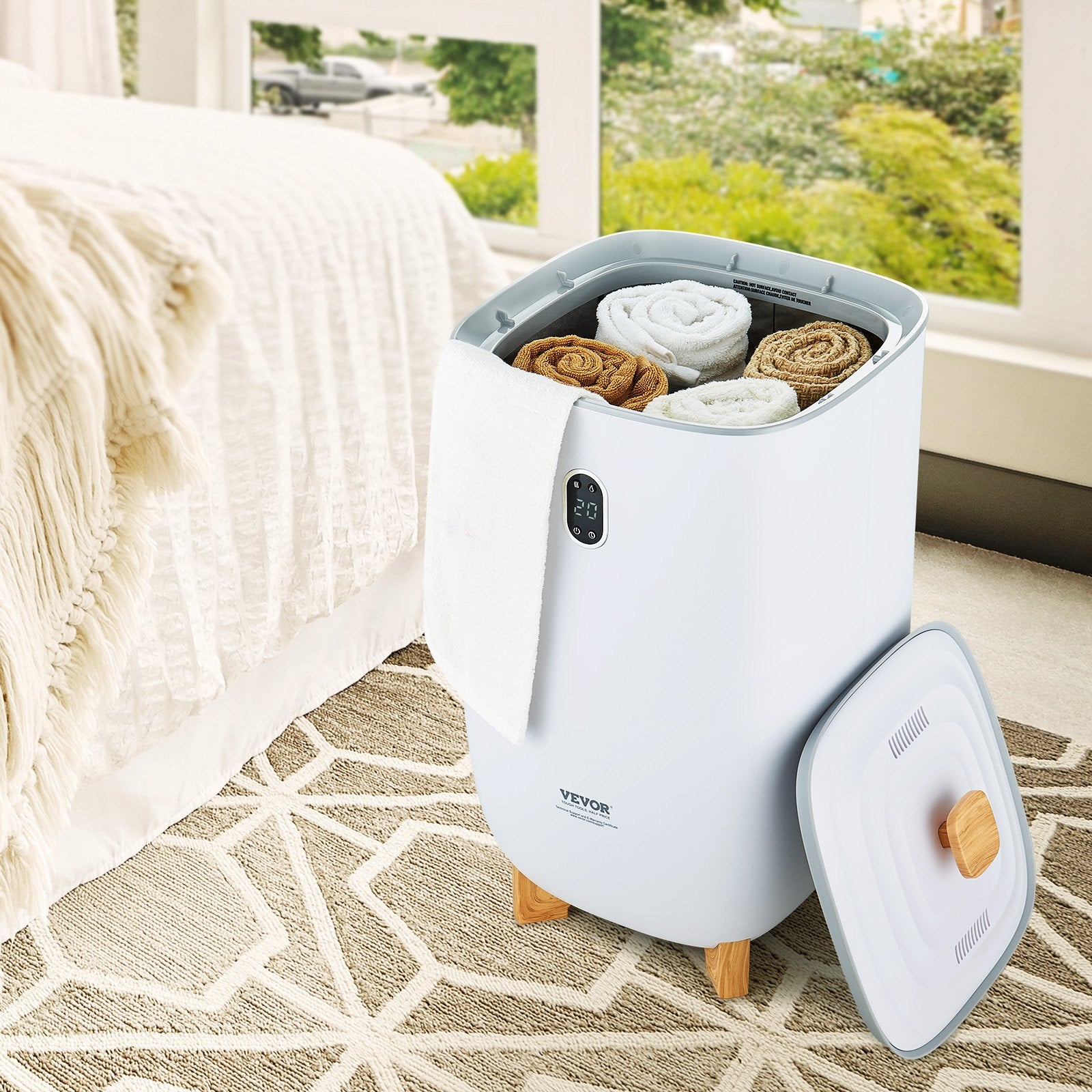 VEVOR 35L Large Towel Warmer Bucket with LED Screen Drying Fuction & Timer White 8