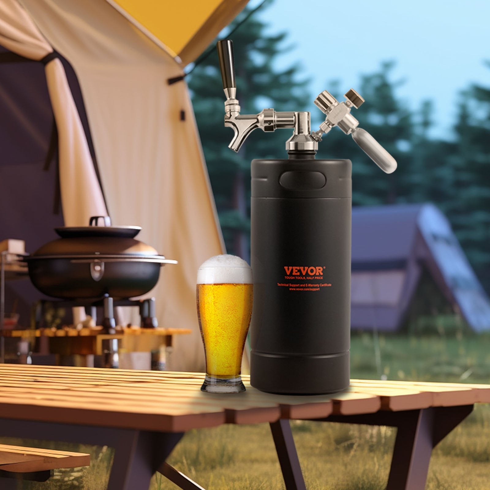 VEVOR Beer Growler Tap System, 4L Mini Keg, 304 Stainless Steel Pressurized Beer Growler, Keg Growler with Pressure Display, CO2 Regulator Faucet, Leak-Proof Ring For Draft, Homebrew, Craft Beer 7