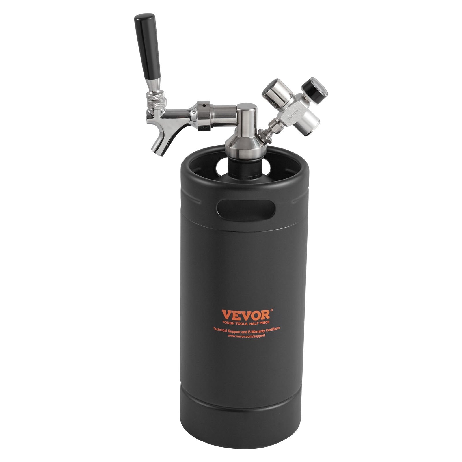 VEVOR Beer Growler Tap System, 4L Mini Keg, 304 Stainless Steel Pressurized Beer Growler, Keg Growler with Pressure Display, CO2 Regulator Faucet, Leak-Proof Ring For Draft, Homebrew, Craft Beer 8