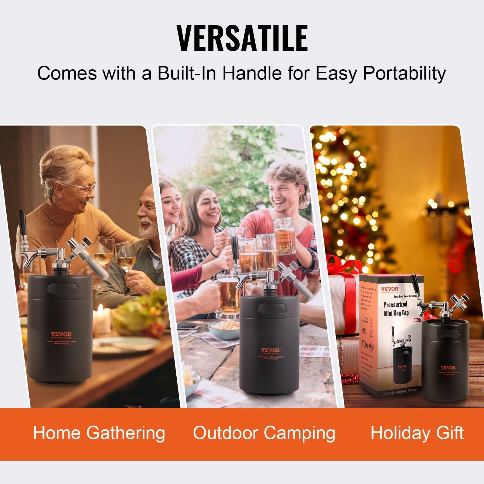VEVOR Beer Growler Tap System, 5L Mini Keg, 304 Stainless Steel Pressurized Beer Growler, Keg Growler with Pressure Display, CO2 Regulator Faucet, Leak-Proof Ring For Draft, Homebrew, Craft Beer 6
