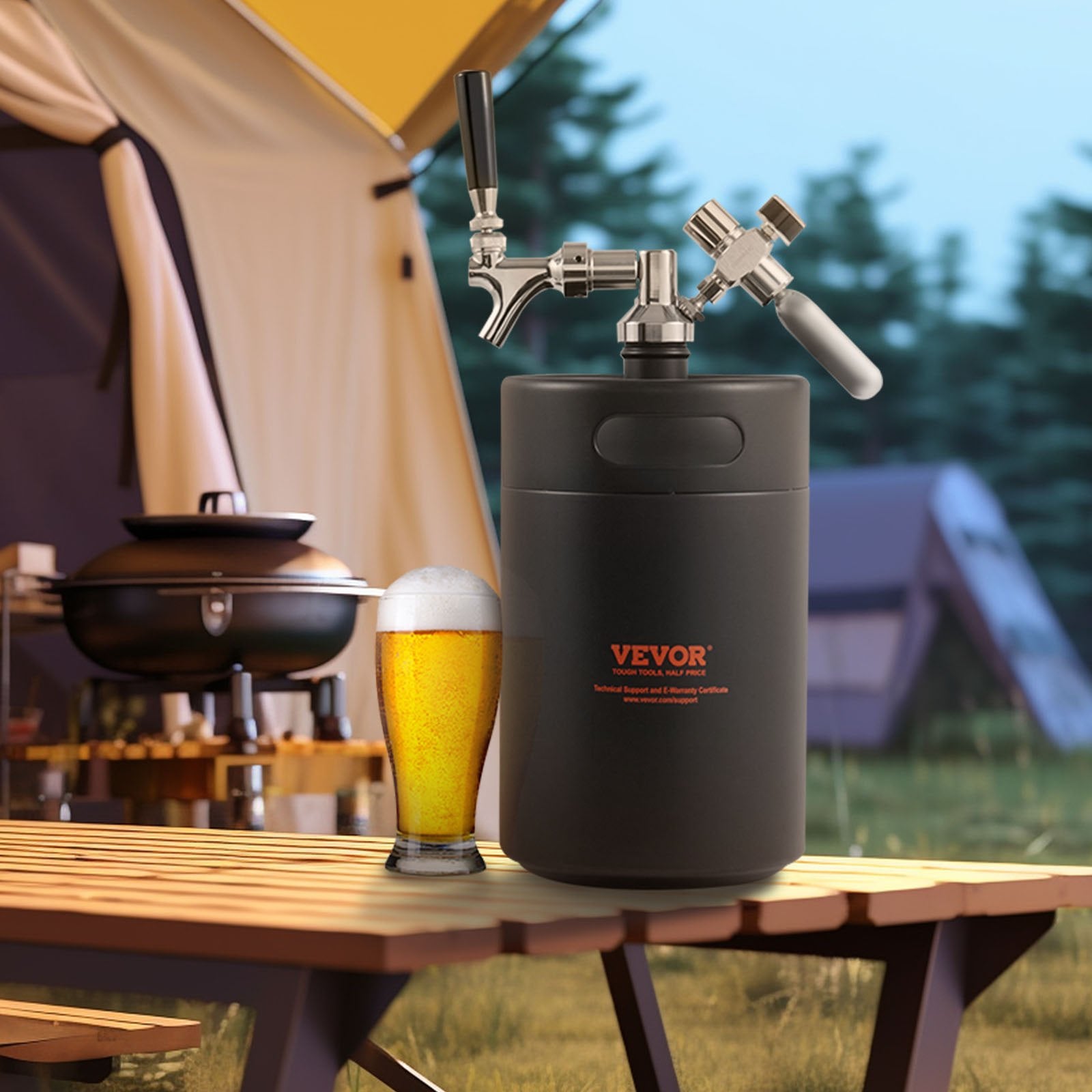 VEVOR Beer Growler Tap System, 5L Mini Keg, 304 Stainless Steel Pressurized Beer Growler, Keg Growler with Pressure Display, CO2 Regulator Faucet, Leak-Proof Ring For Draft, Homebrew, Craft Beer 8
