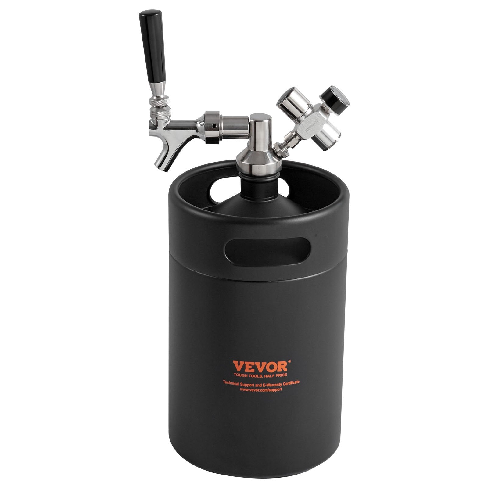 VEVOR Beer Growler Tap System, 5L Mini Keg, 304 Stainless Steel Pressurized Beer Growler, Keg Growler with Pressure Display, CO2 Regulator Faucet, Leak-Proof Ring For Draft, Homebrew, Craft Beer 9