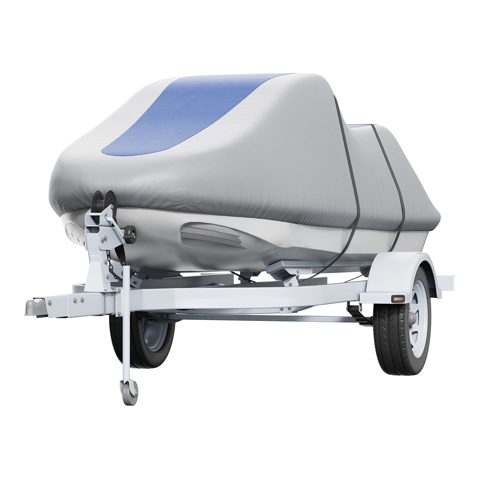 VEVOR Jet Ski Cover 320-342 cm Trailerable Waterproof PWC Cover, Heavy-duty 600D Marine Grade PU Oxford Fabric, UV Resistant Seadoo Cover with Buckle Straps, Personal Watercraft Covers, Grey+Blue 11