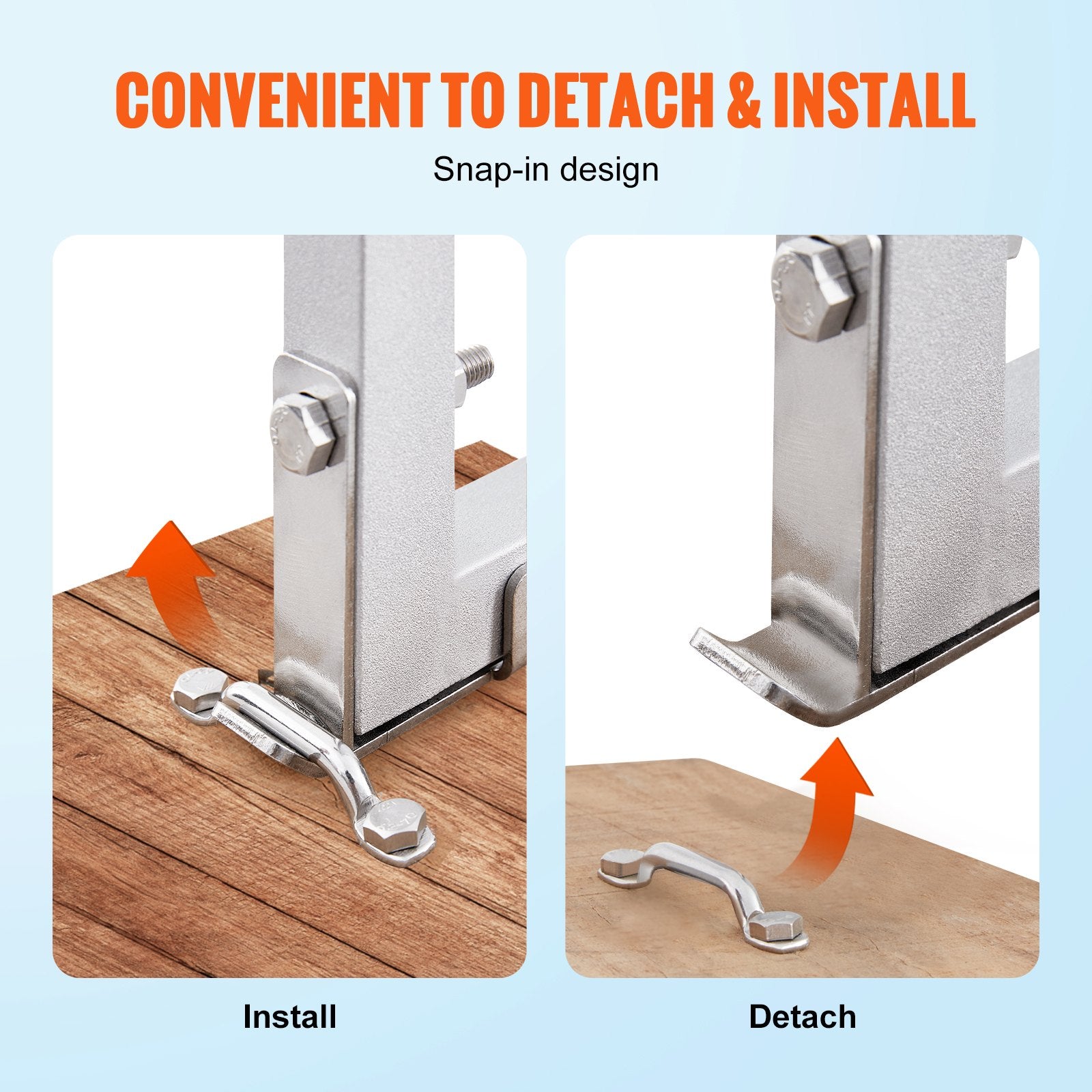 VEVOR Dock Ladder, Removable 5 Steps, 227 kgs Load Capacity, Aluminum Alloy Pontoon Boat Ladder with 3.1'' Wide Step & Nonslip Rubber Mat, Easy to Install for Ship/Lake/Pool/Marine Boarding 5