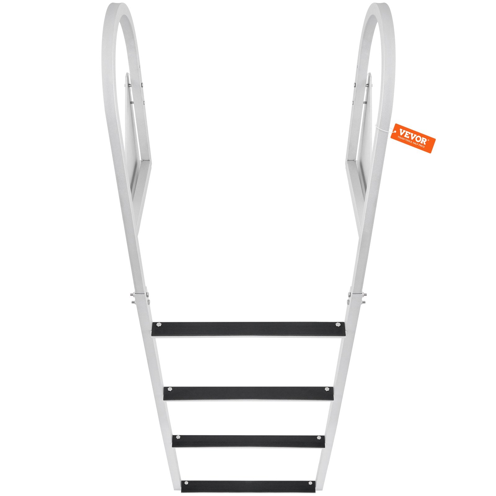 VEVOR Dock Ladder, Flip-Up 4 Steps, 159 kg Load Capacity, Aluminum Alloy Pontoon Boat Ladder with 50.8 mm Wide Step & Nonslip Rubber Mat, Easy to Install for Ship/Lake/Pool/Marine Boarding 9