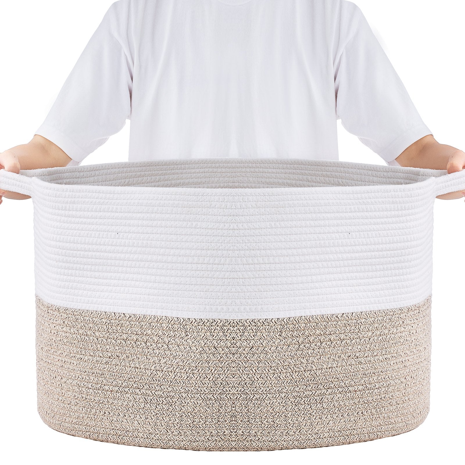 VEVOR Cotton Rope Storage Basket 87L Woven Blanket Basket 20 x 20 x 14 in 10