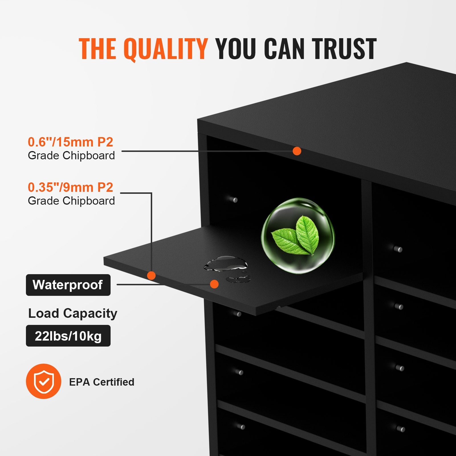 VEVOR Wood Literature Organizer Adjustable File Sorter 24 Compartments Black 3