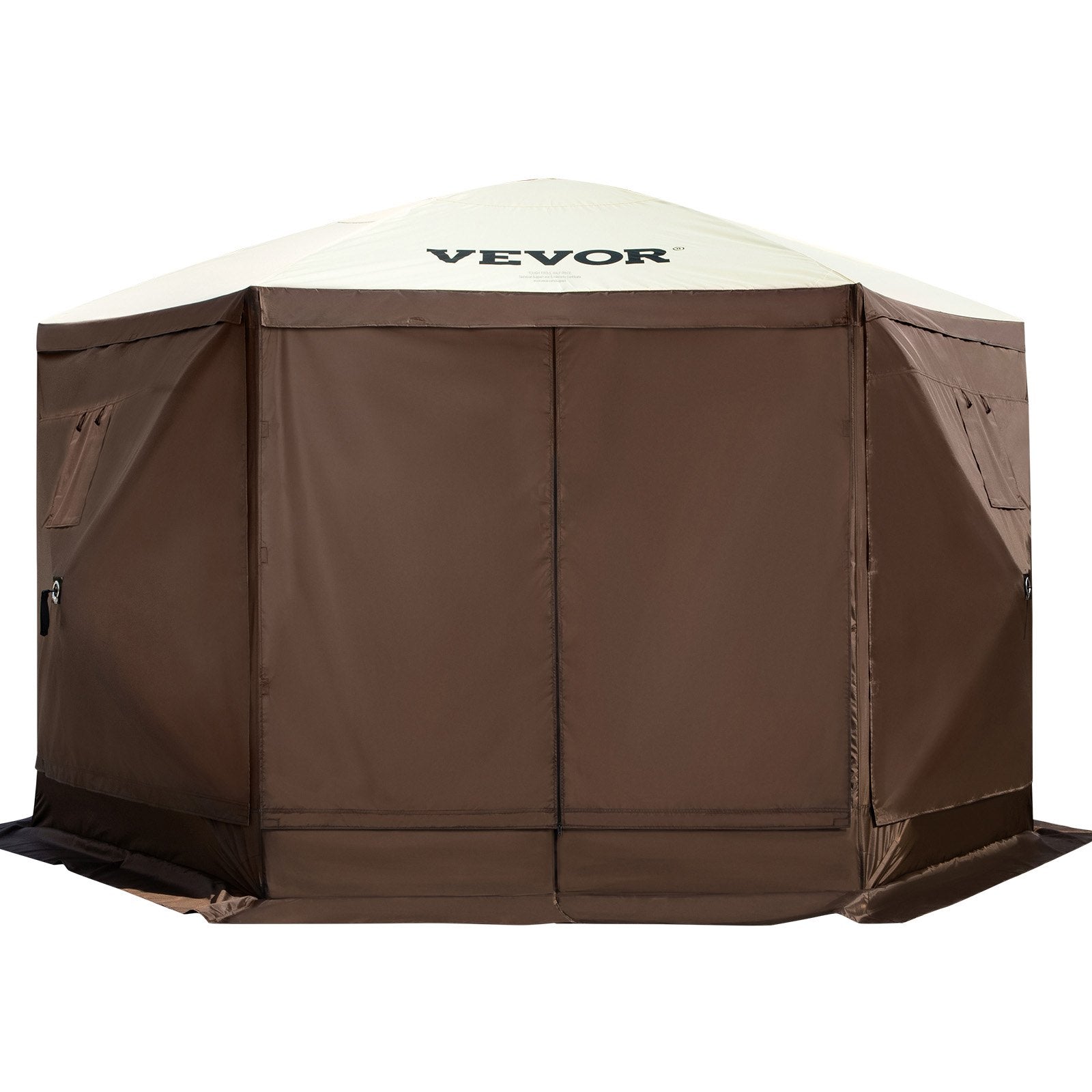 VEVOR Pop-up Camping Gazebo Camping Canopy Shelter 6 Sided 10' x 10' Sun Shade 9