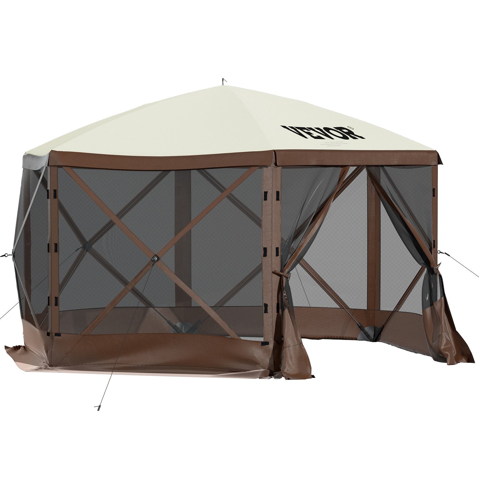 VEVOR Pop-up Camping Gazebo Camping Canopy Shelter 6 Sided 10' x 10' Sun Shade 10