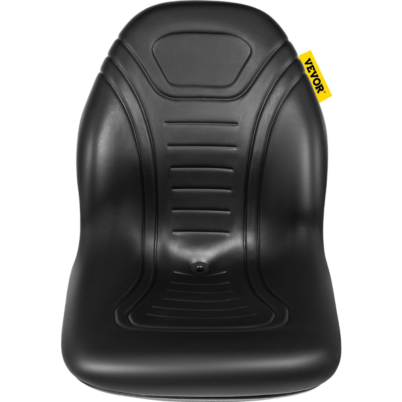 VEVOR Universal Lawn Tractor Seat Replacement, Compact High Back Mower Seat, Black Vinyl Forklift Seat, Central Drain Hole Skid Steer Seat with Mounting Bolt Patterns of 8" x 11.5" & 11.25" x 11.5" 6