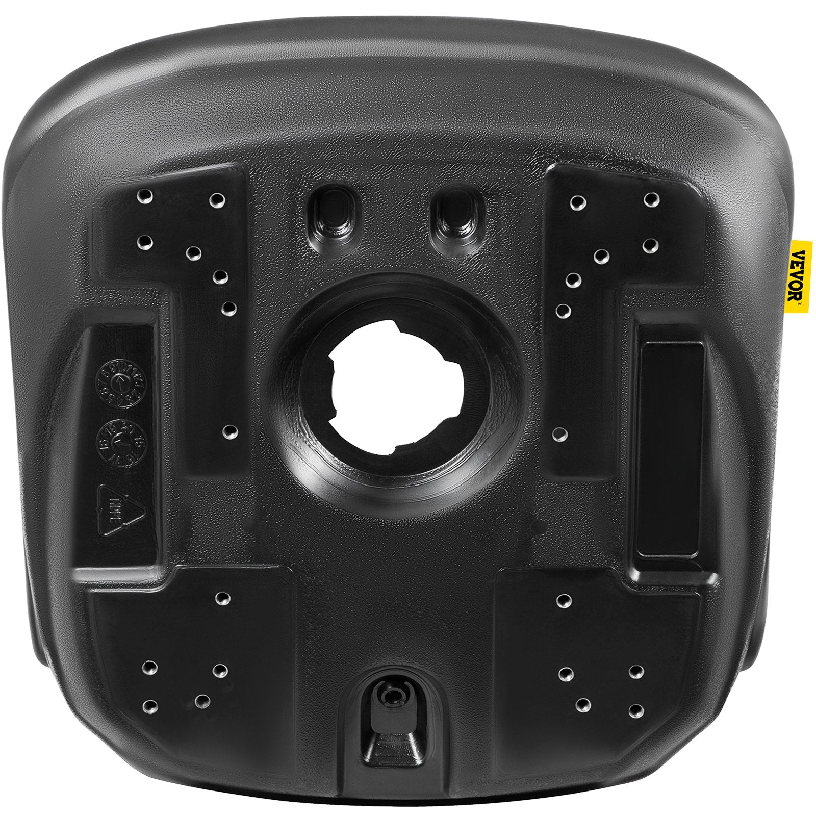 VEVOR Universal Lawn Tractor Seat Replacement, Compact High Back Mower Seat, Black Vinyl Forklift Seat, Central Drain Hole Skid Steer Seat with Mounting Bolt Patterns of 8" x 11.5" & 11.25" x 11.5" 8