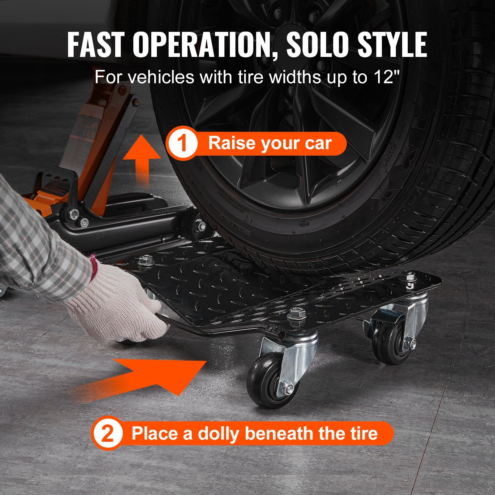 VEVOR Car Dolly Wheel Tire Dolly 4 PCS Heavy Duty Skate Auto Repair Dolly 6000LB 6