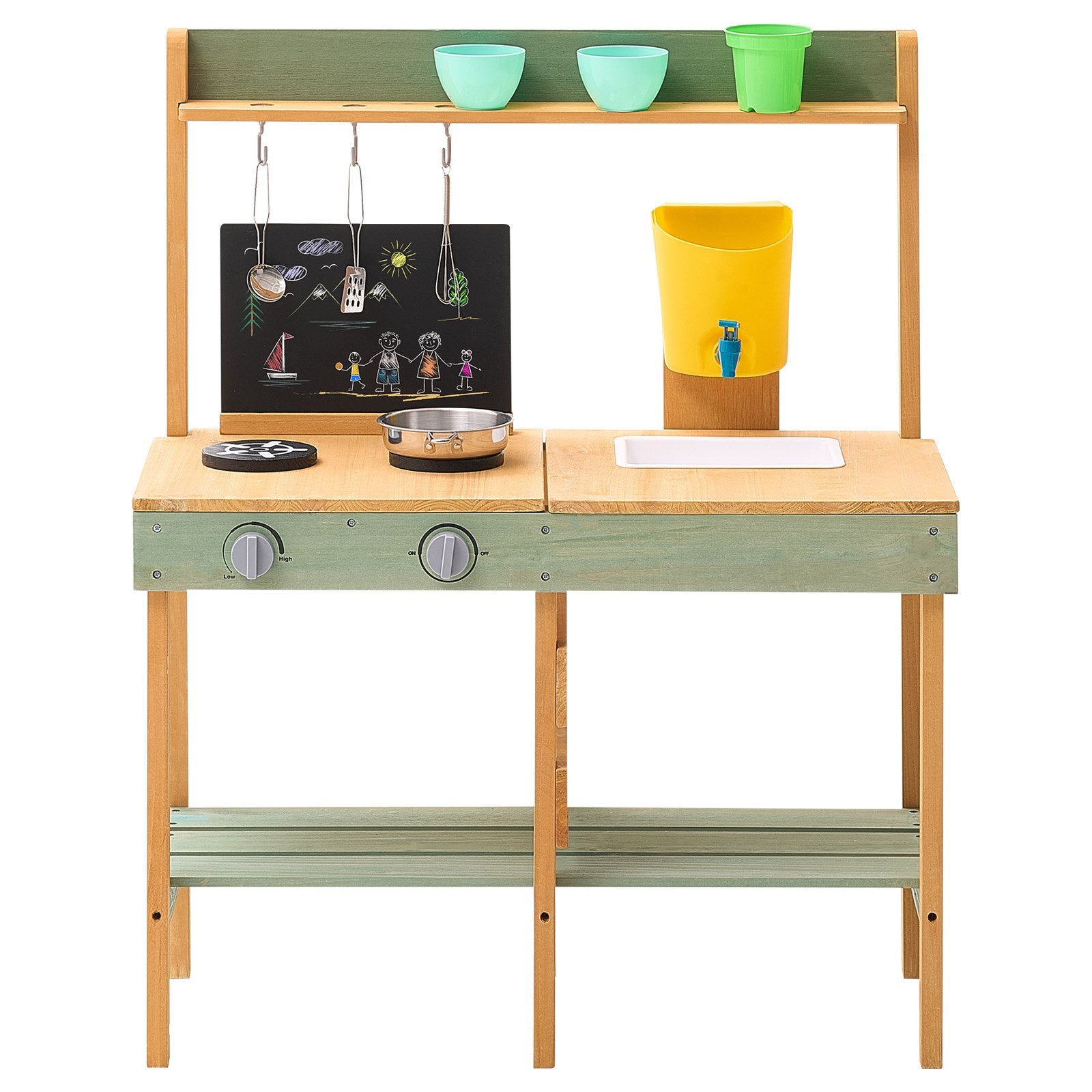 VEVOR Wooden Mud Kitchen Outdoor Toy Play Kitchen Set for Kids Pretend Playset 9