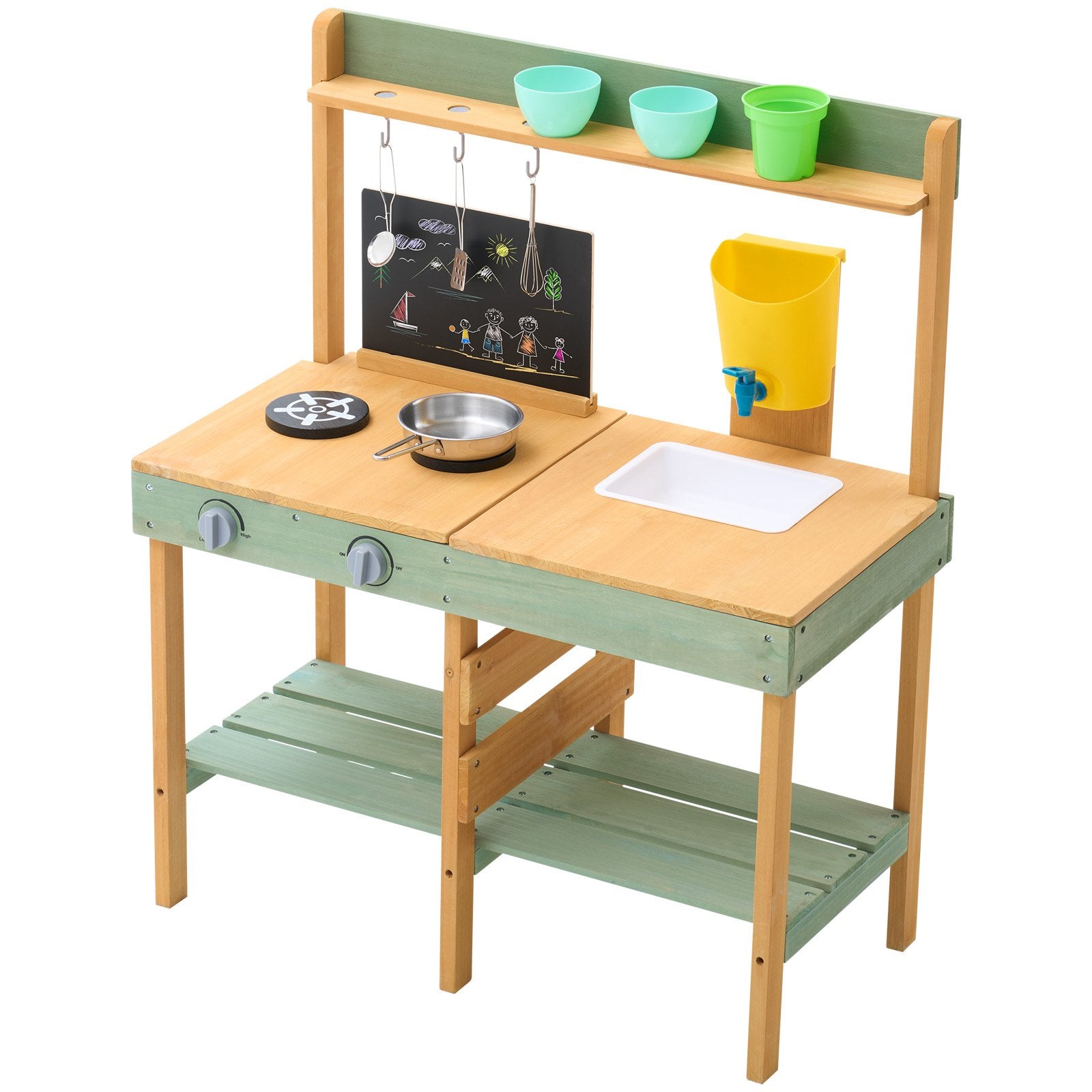 VEVOR Wooden Mud Kitchen Outdoor Toy Play Kitchen Set for Kids Pretend Playset 10