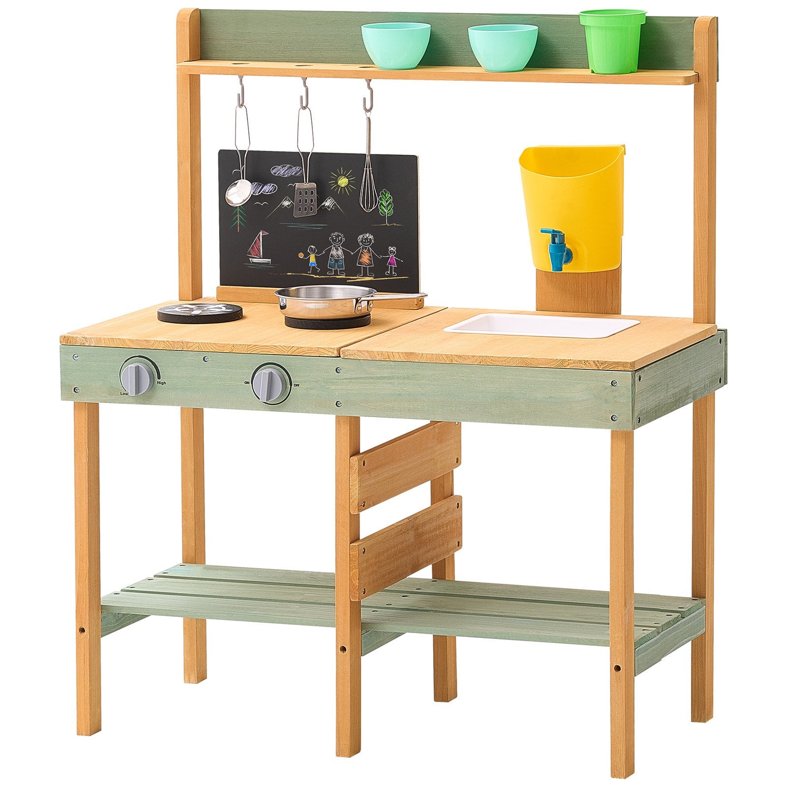 VEVOR Wooden Mud Kitchen Outdoor Toy Play Kitchen Set for Kids Pretend Playset 11