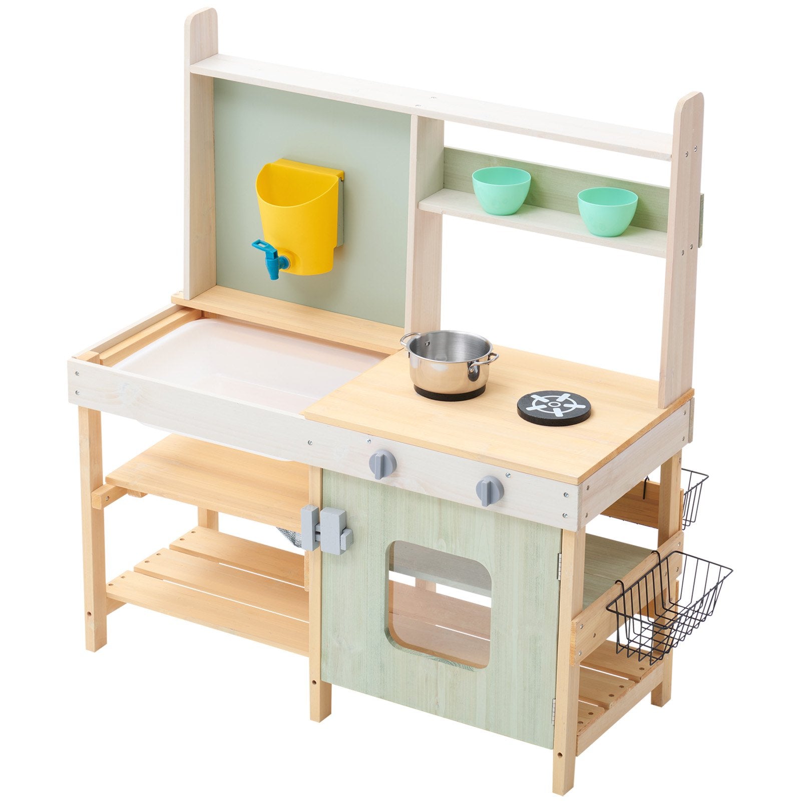 VEVOR Wooden Mud Kitchen Outdoor Toy Play Kitchen Set for Kids Pretend Playset 9