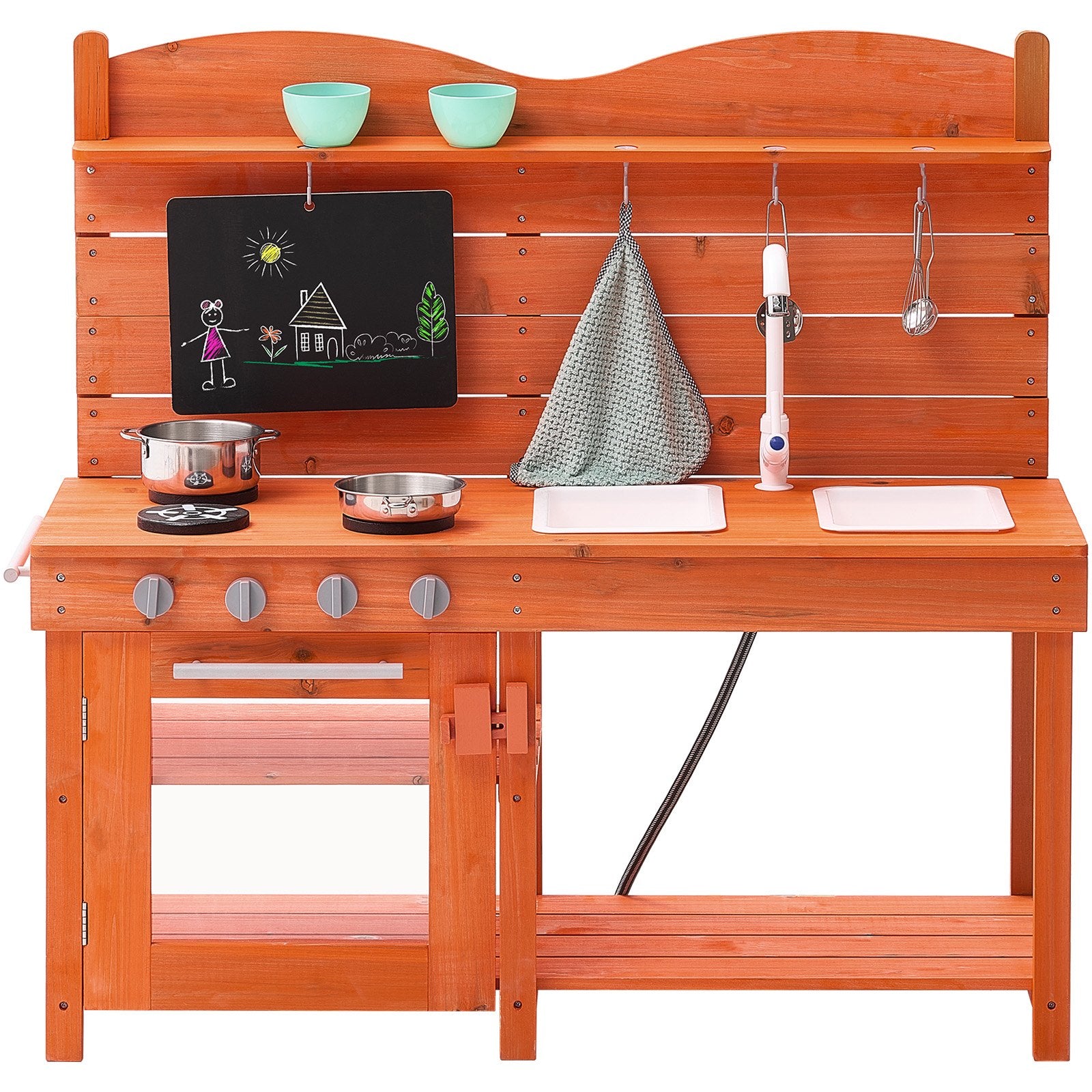 VEVOR Wooden Mud Kitchen Outdoor Toy Play Kitchen Set for Kids Pretend Playset 9