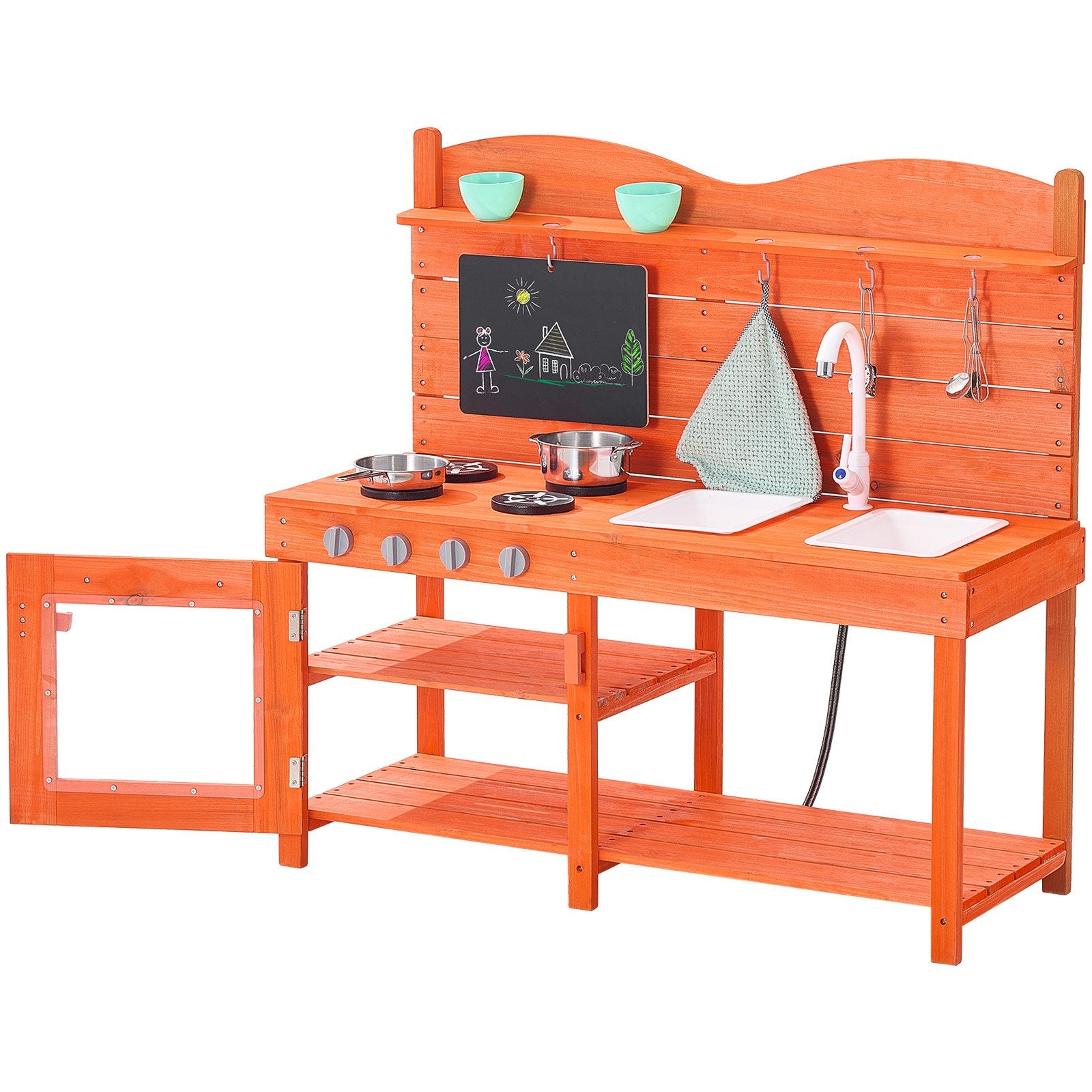 VEVOR Wooden Mud Kitchen Outdoor Toy Play Kitchen Set for Kids Pretend Playset 11