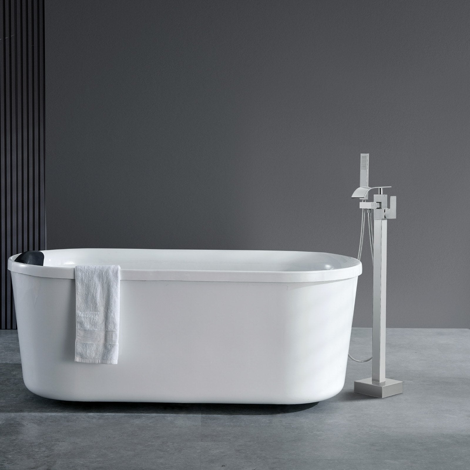 VEVOR Freestanding Bathtub Faucet, Floor Mount, Freestanding Tub Filler, Shower Mixer Taps, Two Water Modes, Swivel Spout, for Bathing & Showering Pet Bathing Cleaning Drains Toilet Flushing 8