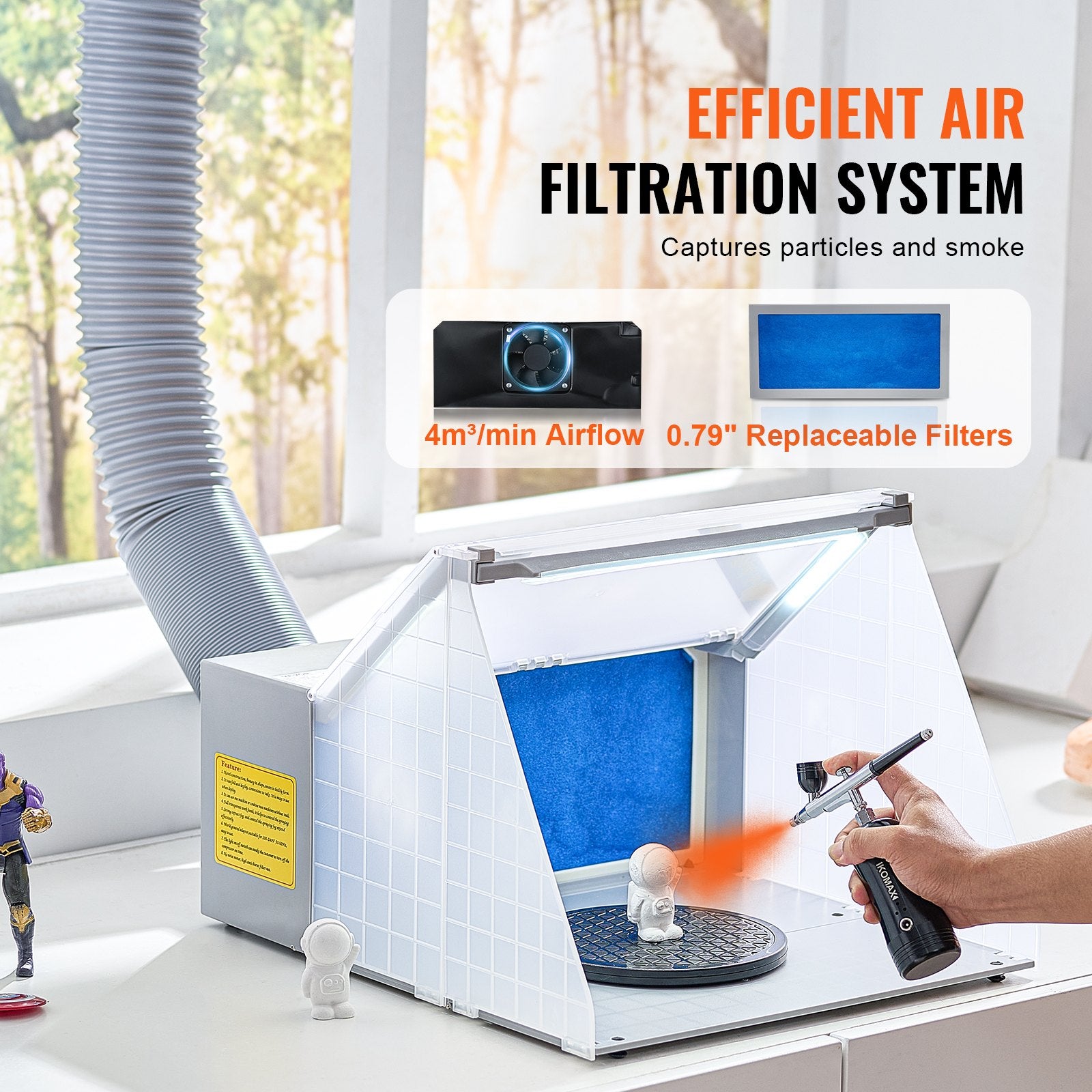 VEVOR Airbrush Spray Booth Portable Hobby Airbrush Paint Spray Booth for Models 3