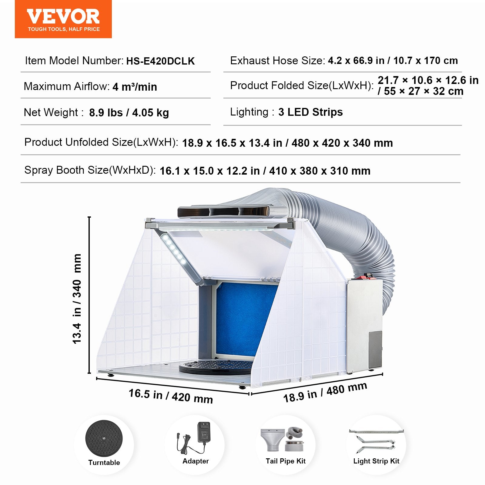 VEVOR Airbrush Spray Booth Portable Hobby Airbrush Paint Spray Booth for Models 7