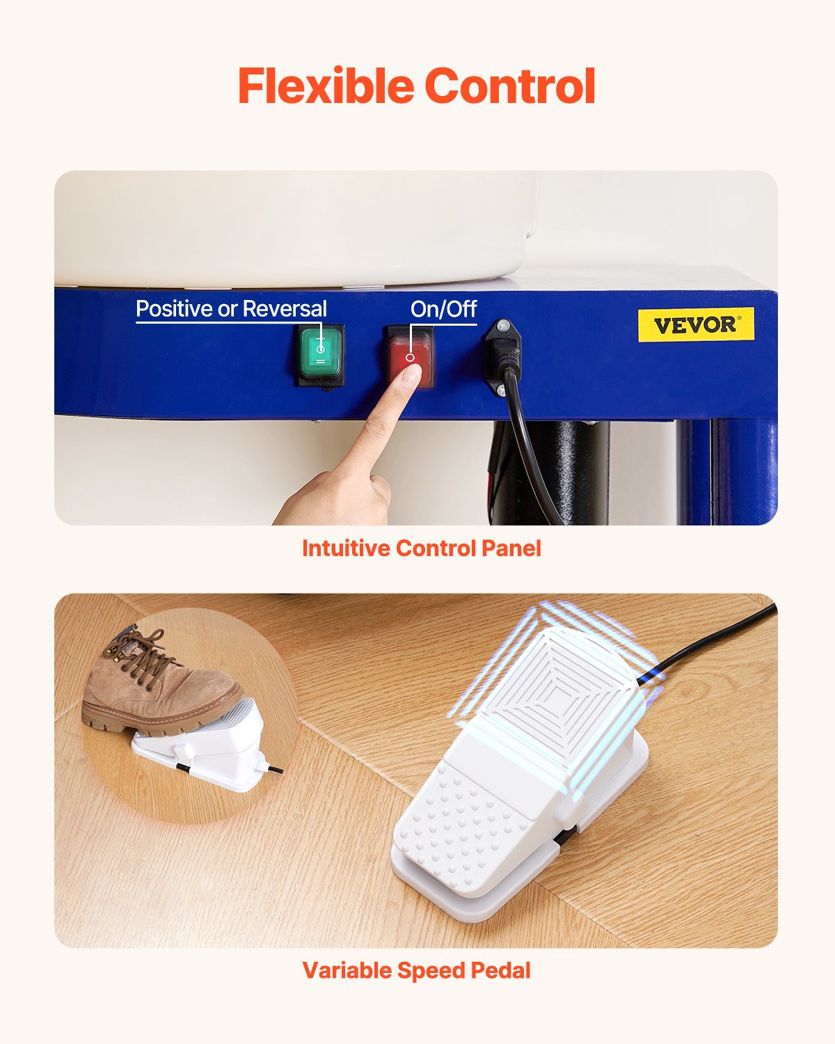 VEVOR Pottery Wheel, 35 cm Ceramic Wheel Forming Machine, 60-300 RPM Speed Adjustable Foot Pedal, Adjustable Lift Leg, Detachable Basin, Complete Tool Accessory Kit for Work Art Craft DIY, Blue 4